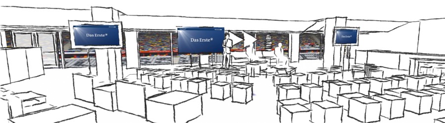 ARD ASS PREVIEW 2012 Roadshow scribble 3D Planung Esprit Arena Düseldorf SANDBURG event production support