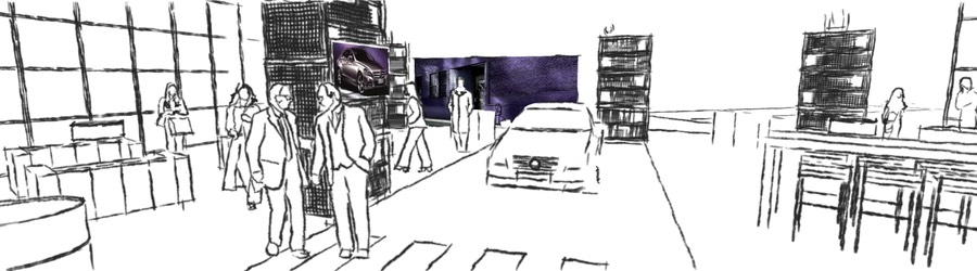 Mercedes Benz Daimler CLS Präsentation 2 scribble 3D Planung SANDBURG event production support